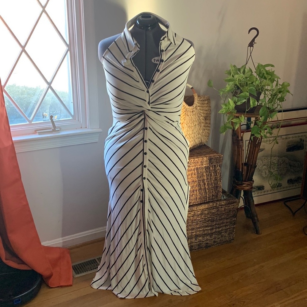 Striped Halter Maxi Dress